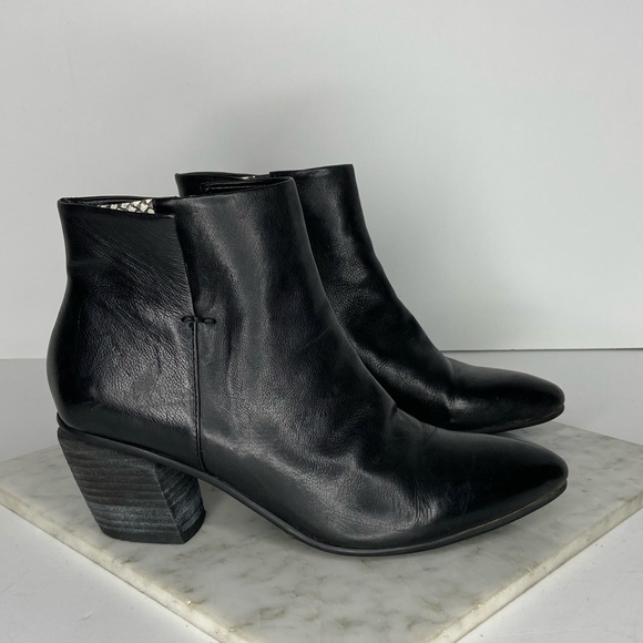 Franco Sarto Shoes - Franco Sarto Kinga Black Leather Heel Ankle Boots